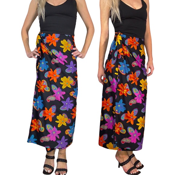 VINTAGE BRITISH ISLES Floral Wrap Maxi Skirt - Picture 2 of 4